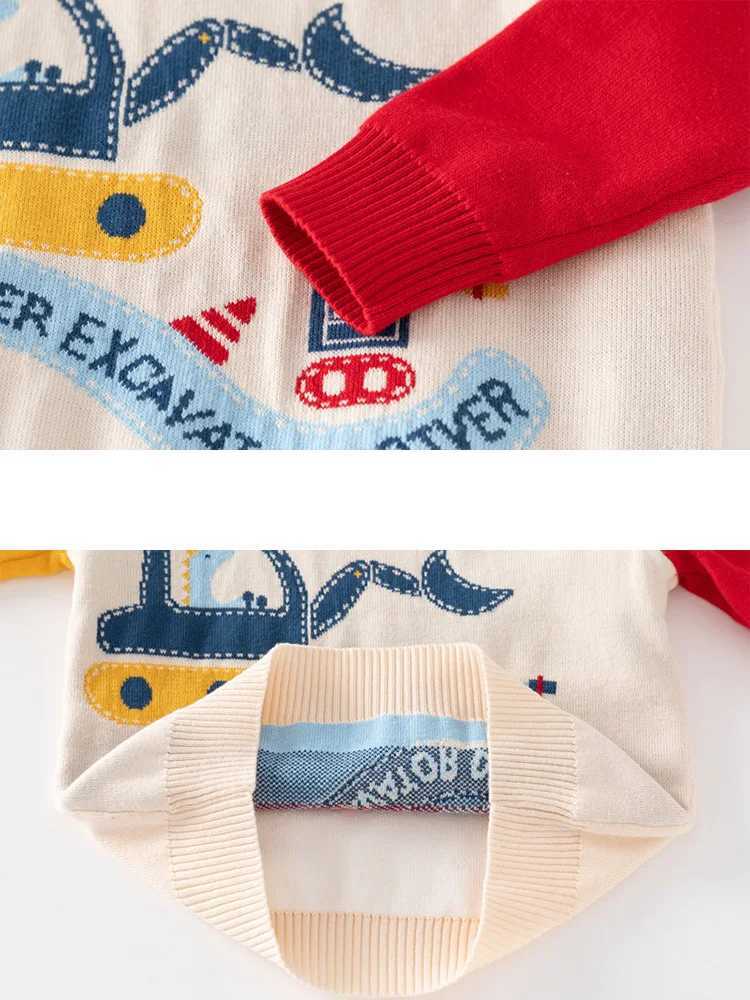 Winter Boys Sweater Cute Baby Knitted Printed Excavator Childrens Boys Long Sleeve Sweater Casual Childrens Sweater W241025
