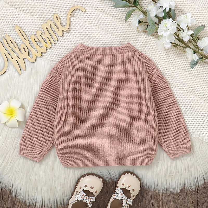 Suefenskry Newborn Womens Sweater Casual Flower Embroidery Warm Knitted Long Sleeve Baby Autumn Winter Knitted Top W241025