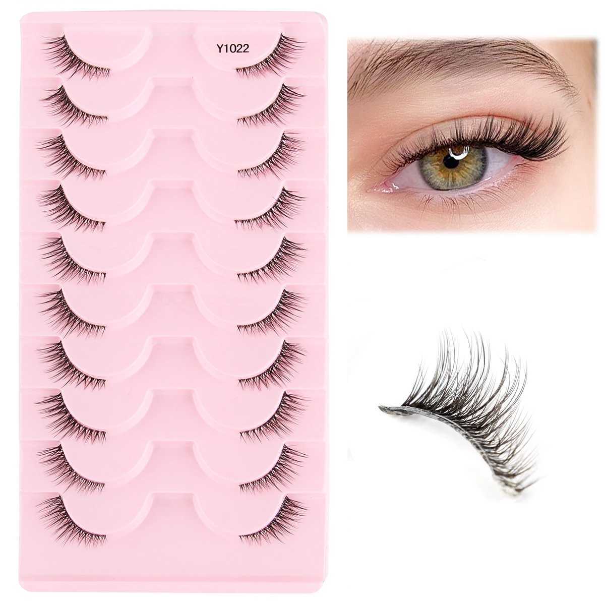 Half eyelash mink eyelash natural soft cat eye false eyelash long Wispy 3D mink eyelash makeup false eyelashW241024
