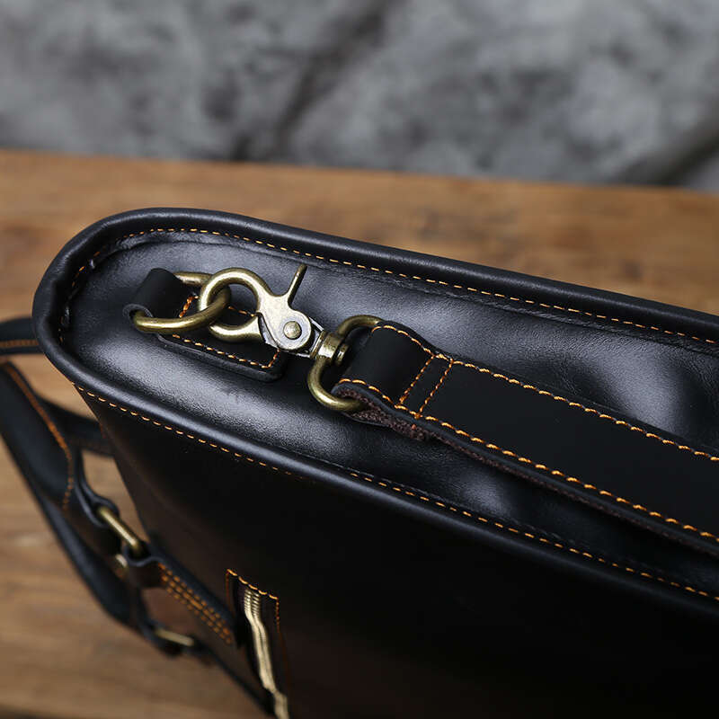 Business Leather Men Briefcase Natural Cowhide Retro Handbag Casual One Shoulder Diagonal Bag Suitable For 15 Inch Laptop