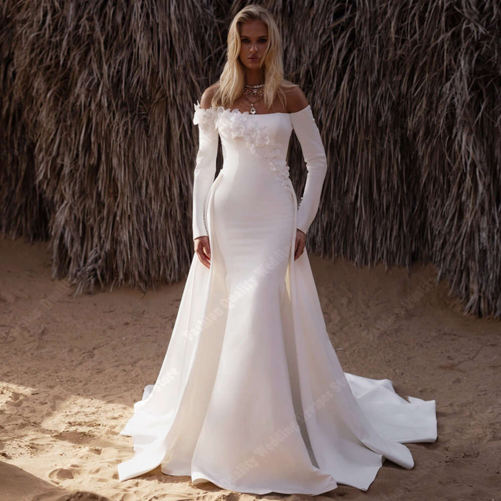 Sexy Off The Shoulder Women Wedding Dresses Simple Princess Sparkg Mermaid Bridal Gowns Formal Sleeveless Vestidos De Novias