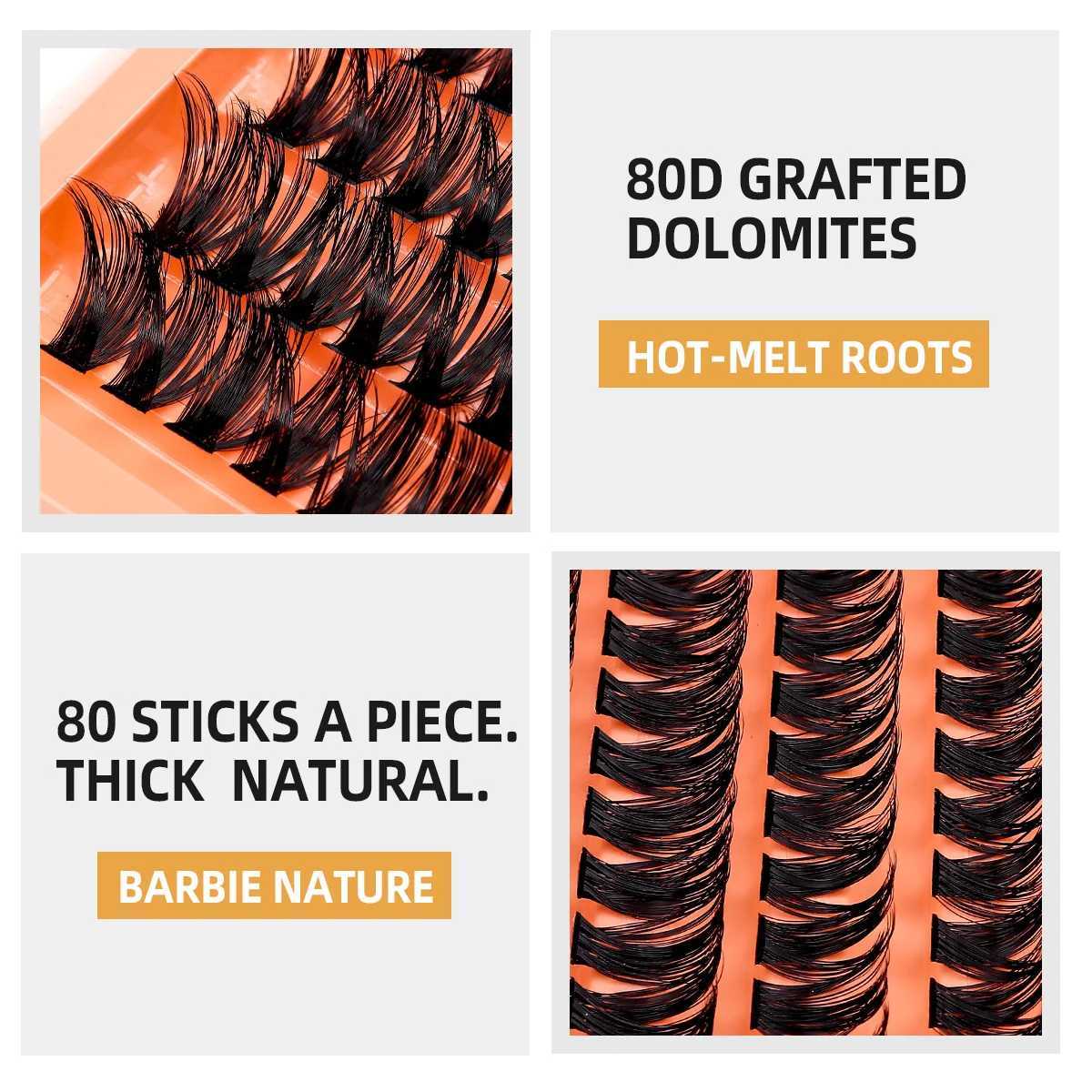 150pcs DIY eyelash extension kit 80P cluster false eyelashes individual eyelashes Wispy fluffy eyelash extension kit application toolW241024