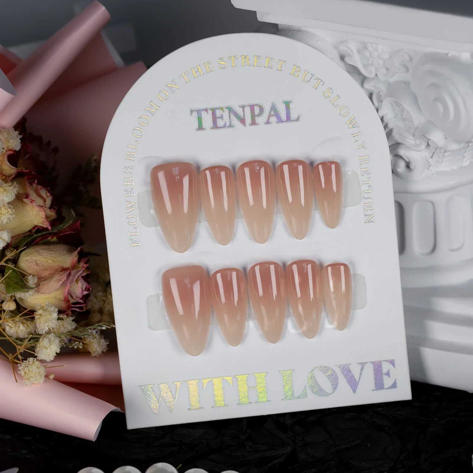 10pcs Handmade Coffin Fake Nails Blusher Gradient Press On Nails For Girls Wearable False Nail Full Cover Artificial Nail TipsXJ241025