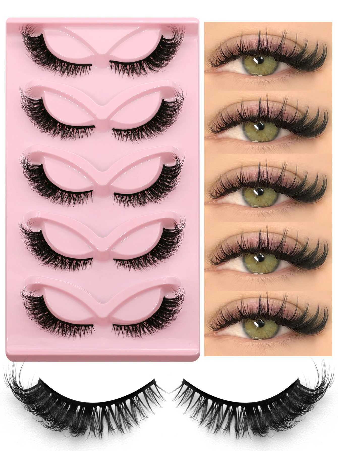 5 pairs of fake eyelashes cat eye eyelashes comic eyelashes artificial mink eyelashes natural long wing end slanted eyes fake eyelashesW241024