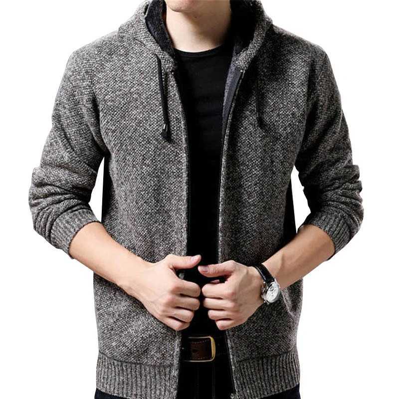 2023 Autumn New Winter Jacket Mens Sweater Warm Cashmere Wool Zipper Open Fleece Jacket Mens Coat Casual Knitted Mens Dress W241024