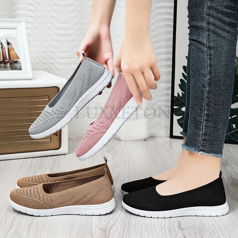 Womens Skating Solid Color Shoes Summer Fashion Mesh Breathable Casual Shoes Anti slip Platform Sandals Flat Shoes 241024