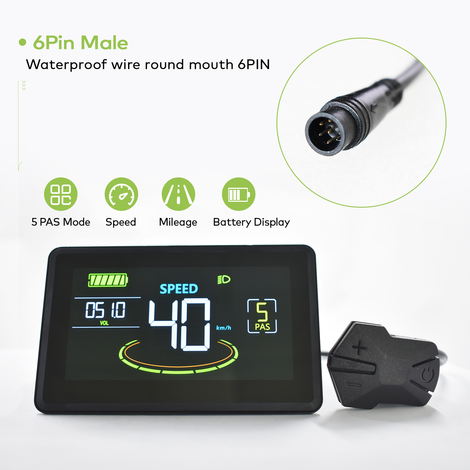 Electric Bike Computer with LCD Display - Compatible with 24V-72V Bicycles & USB Connection for Mountain Electric Riding