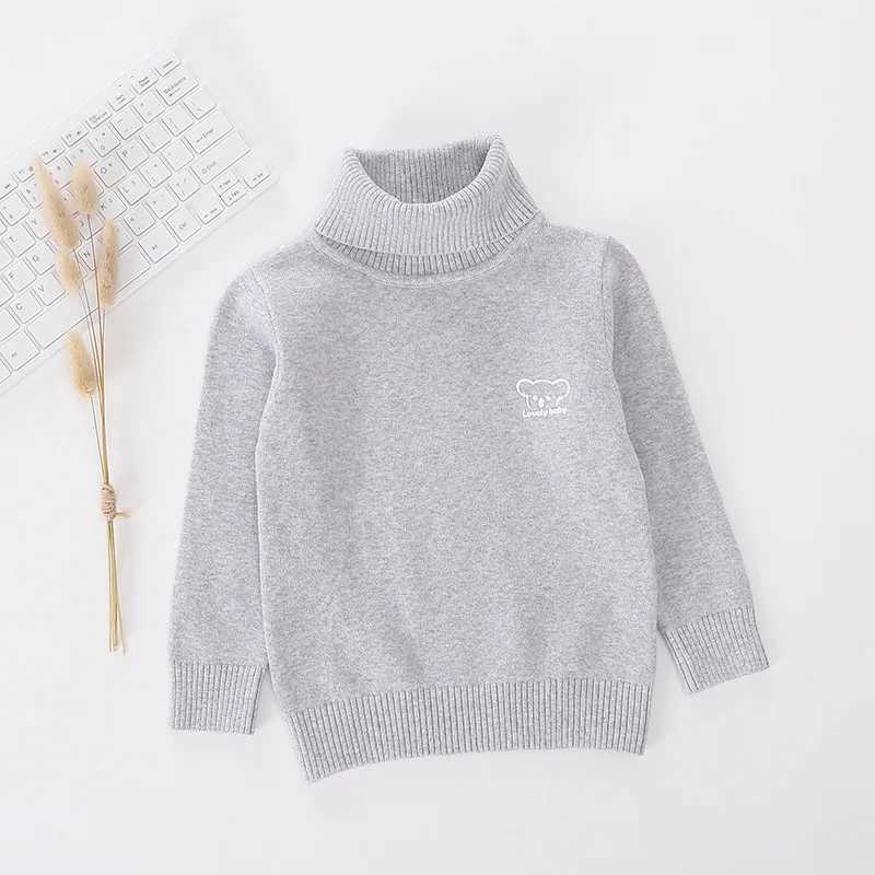 Autumn childrens knitted sweater pure cotton turtle neck underwear suitable for boys aged 1-12 W241025