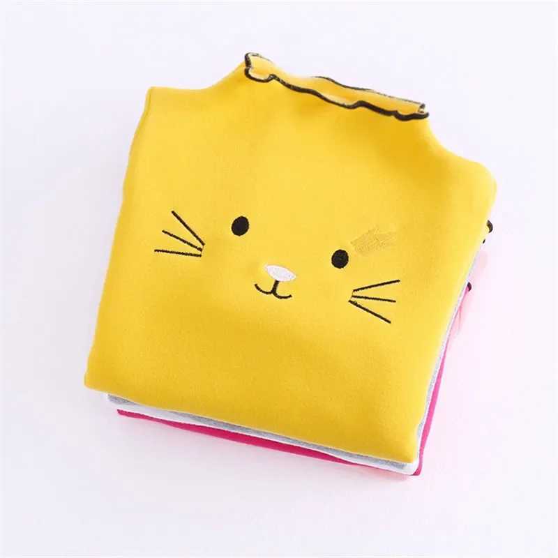 Baby girl sweater childrens T-shirt spring and summer basic T-shirt long sleeved cartoon cat sweater W241025