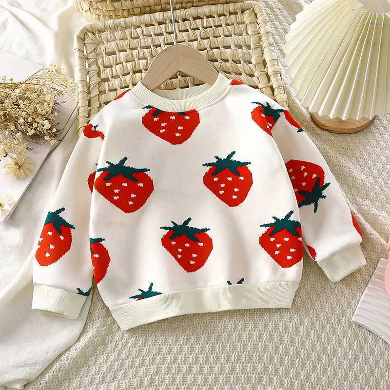 New baby girl boy cartoon knitted sweater for autumn and winter childrens plush thick knitted floral top childrens casual sweater W241025
