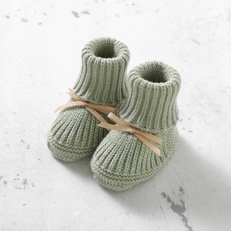 Newborn Baby Romper Shoes Gloves Set Knit Girl Boy Jumpsuit Boot Mitten Solid Toddler Infant Long Sleeve Clothing 4PC Fall 0-18MXJ241025