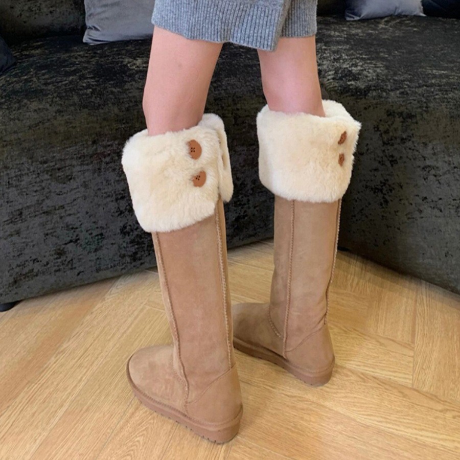 2024 Furry Snow Boots: Veet Cotton, Over-the-Knee Winter Warmth cfcf
