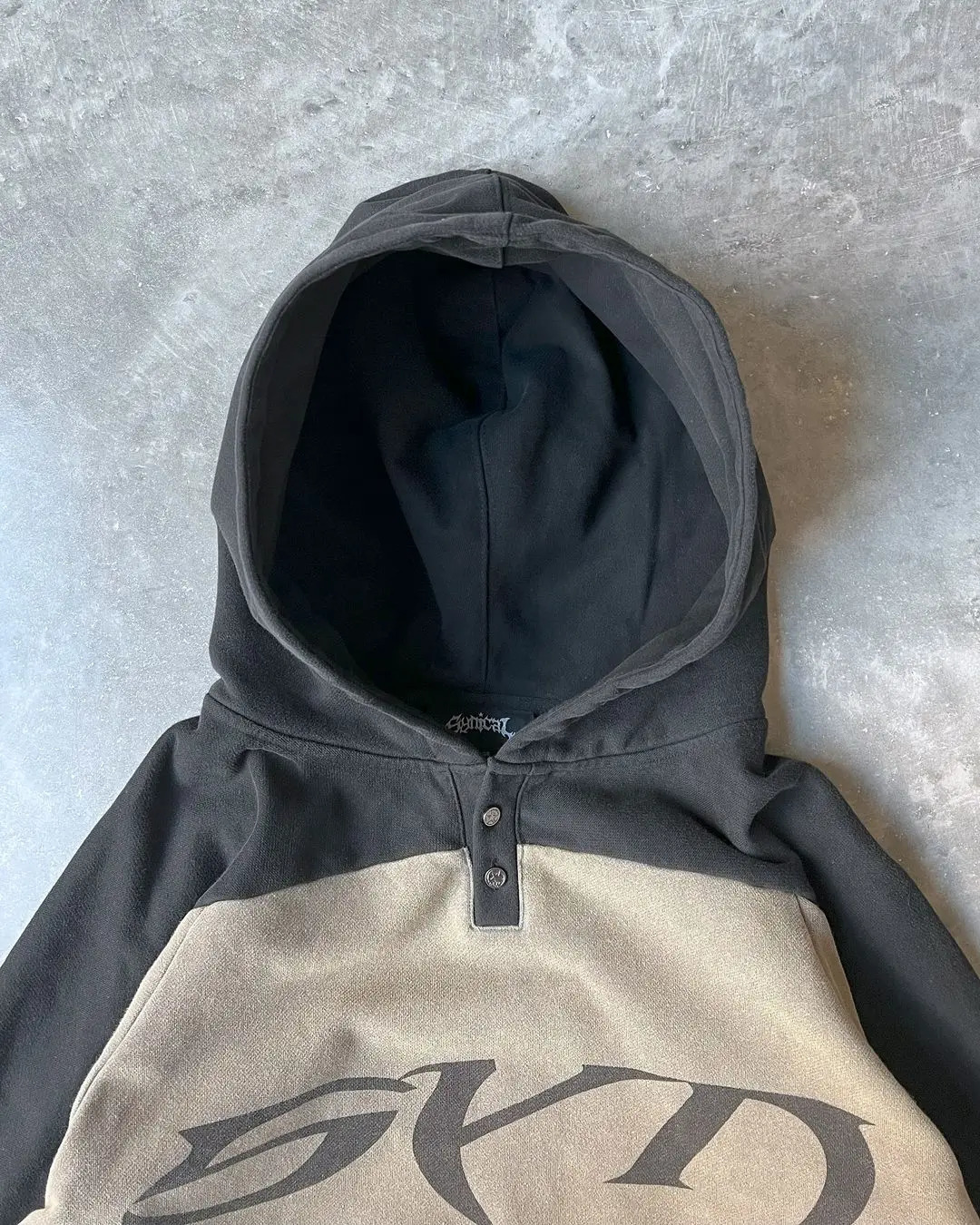 American Gothic Trend Stitching Khaki Black Letter Print Thickened Hoodie Mens Autumn Loose Casual Harajuku Style Jacket 241021