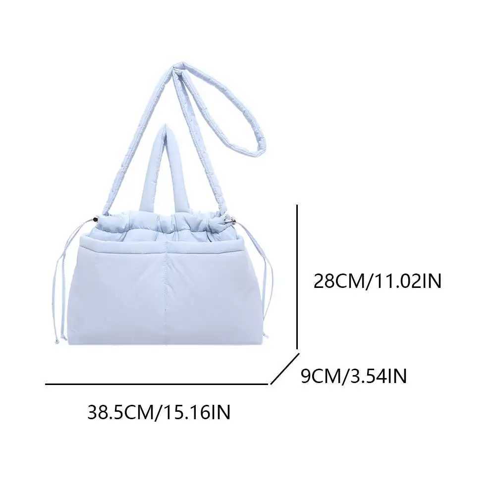 Puffer Tote Bag Large Crossbody Lightweight Puffy Handbag with Drawstring Satchel Purse for Women Work Shopping Travel 241025