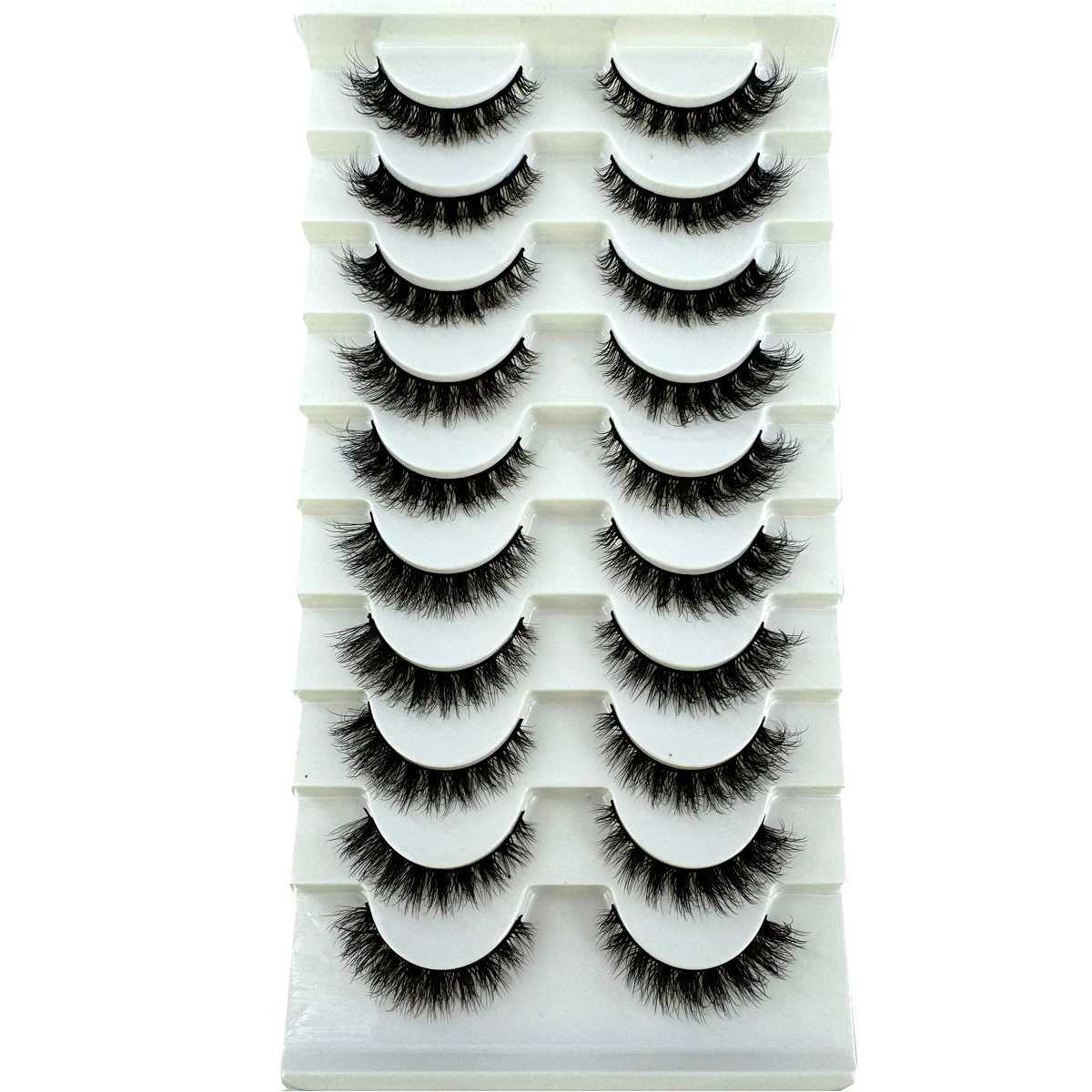 HBZGTLAD New 10 pairs of 3D mink faux mink fluffy eyelashes soft full thickness Wispy eyelashes dramatic false eyelash makeupW241024