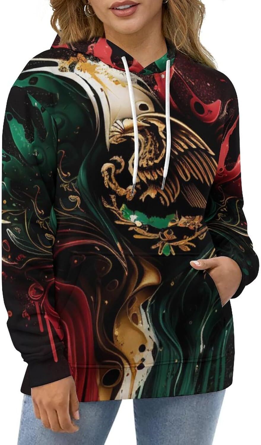 Hoodie for Mens Womens Men Women Long Sleeve Mexico Flag 3D Print Casual Hooded Pullover Graphic Hoodies sweatshirt Pullover Long Sleeve Fashionable a