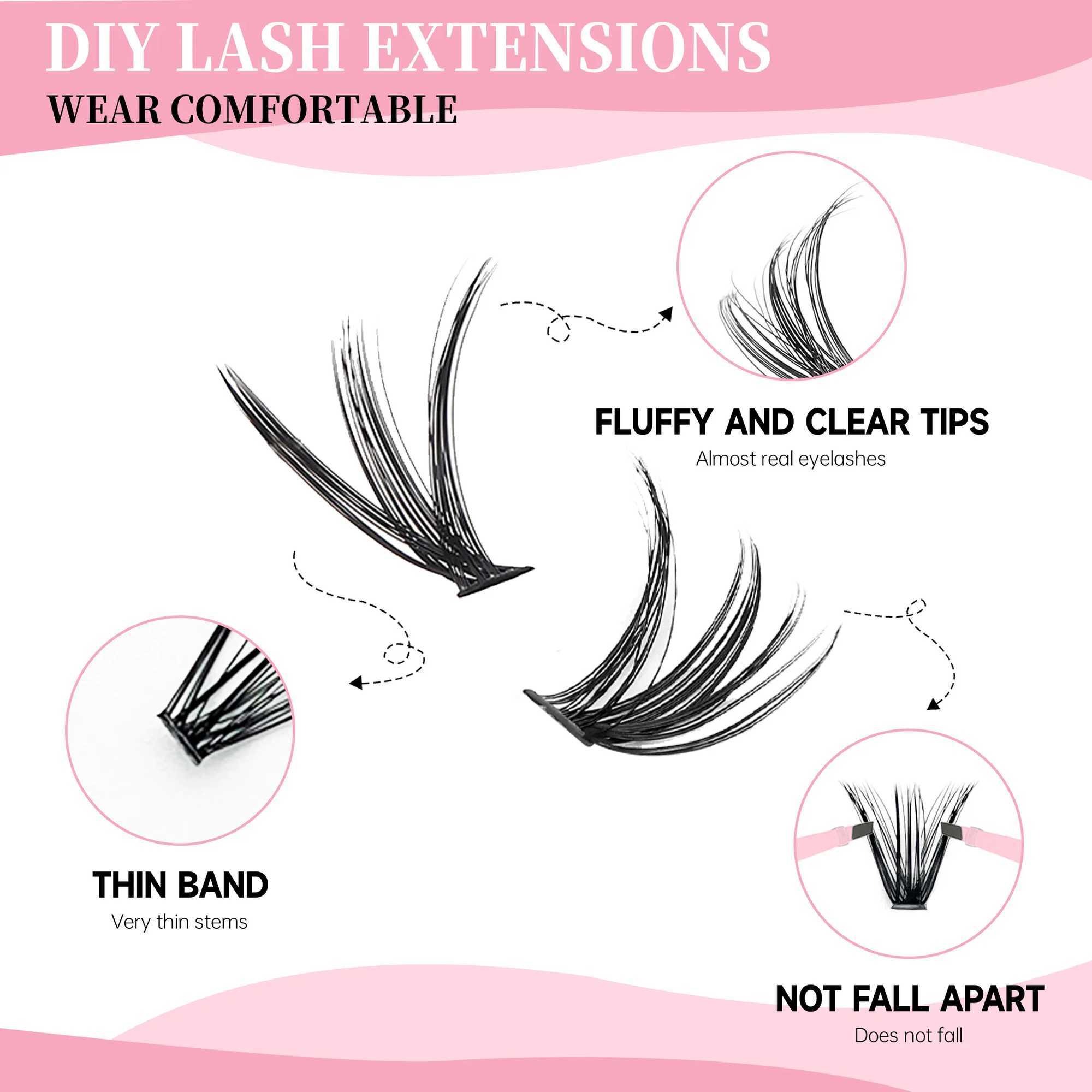 200 eyelashes cluster eyelash adhesive and sealing makeup tool DIY eyelash extension kit for eyelash glue accessoriesW241024