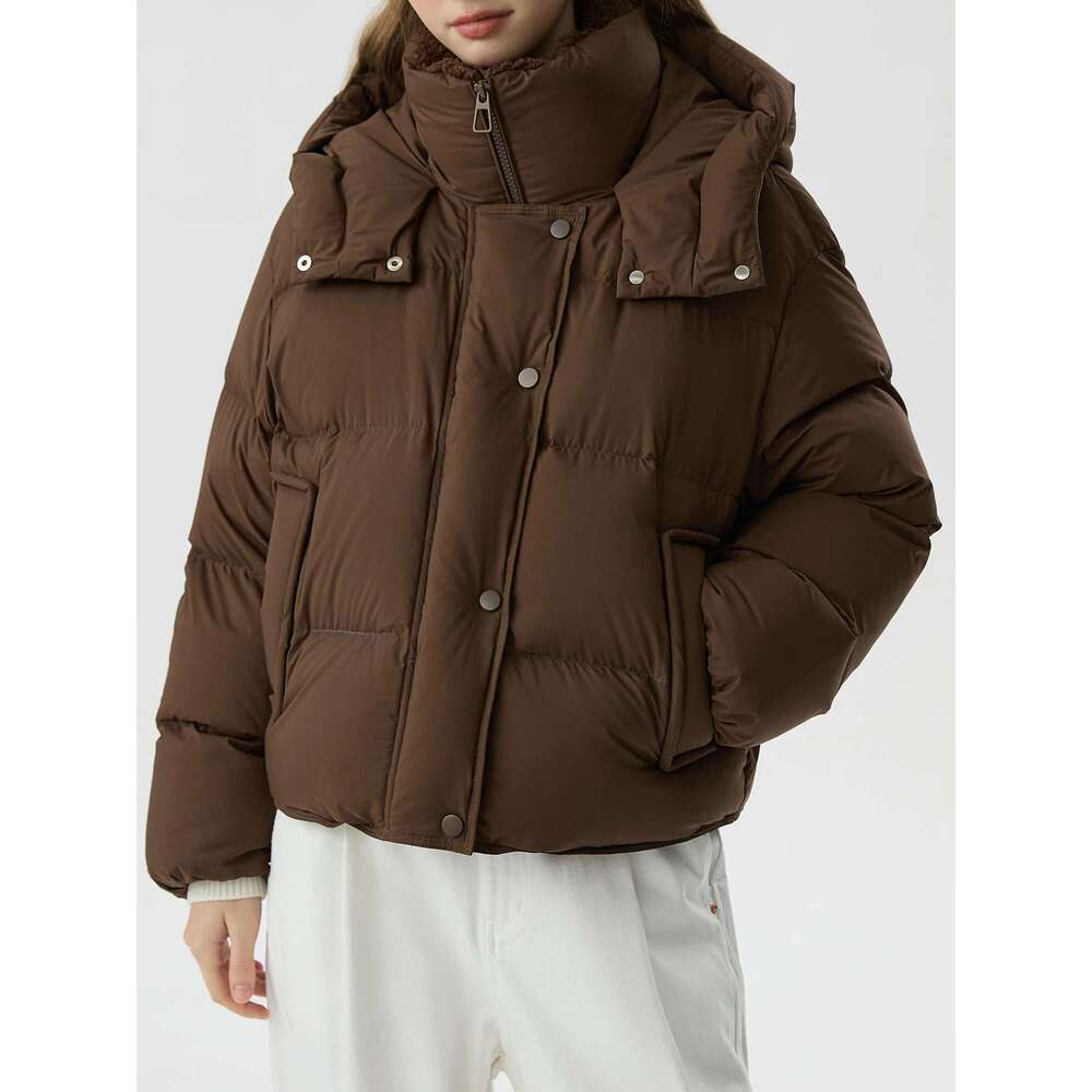 FSLE 159G Filg Amount Short Down Jacket Winter 2024 Splicing Stand-Up Collar Warm Coat 3 Colors For Women 24Fs14133