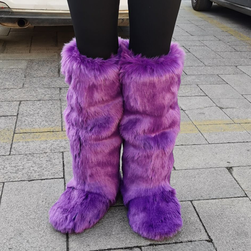 New Woman High Over-The-Knee Fur Snow Women's Fashion Warm Wool-Like Plus Veet Padded Winter Boots
