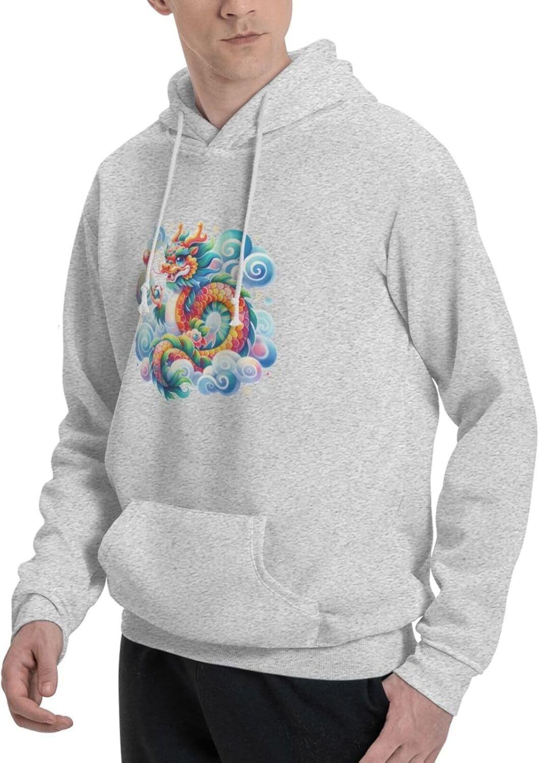 Hoodie for Mens Womens Funny Cartoon Chinese Dragon Print Hoodie for Women Men Animals Lovers Pullover Hoodies Leisure