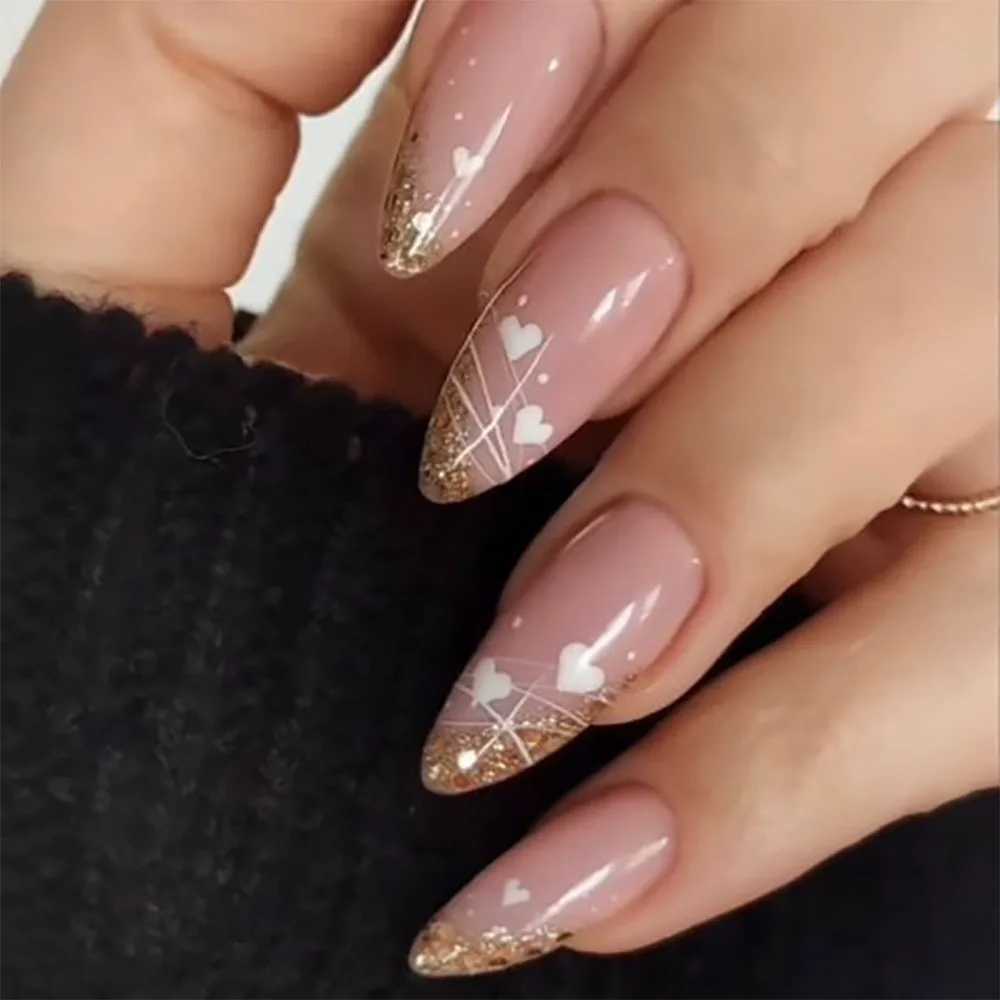 Waterproof Wearable Manicure Almond Fake Nails Pointed Head Full Cover False Nail Press on Nails GirlXJ241025