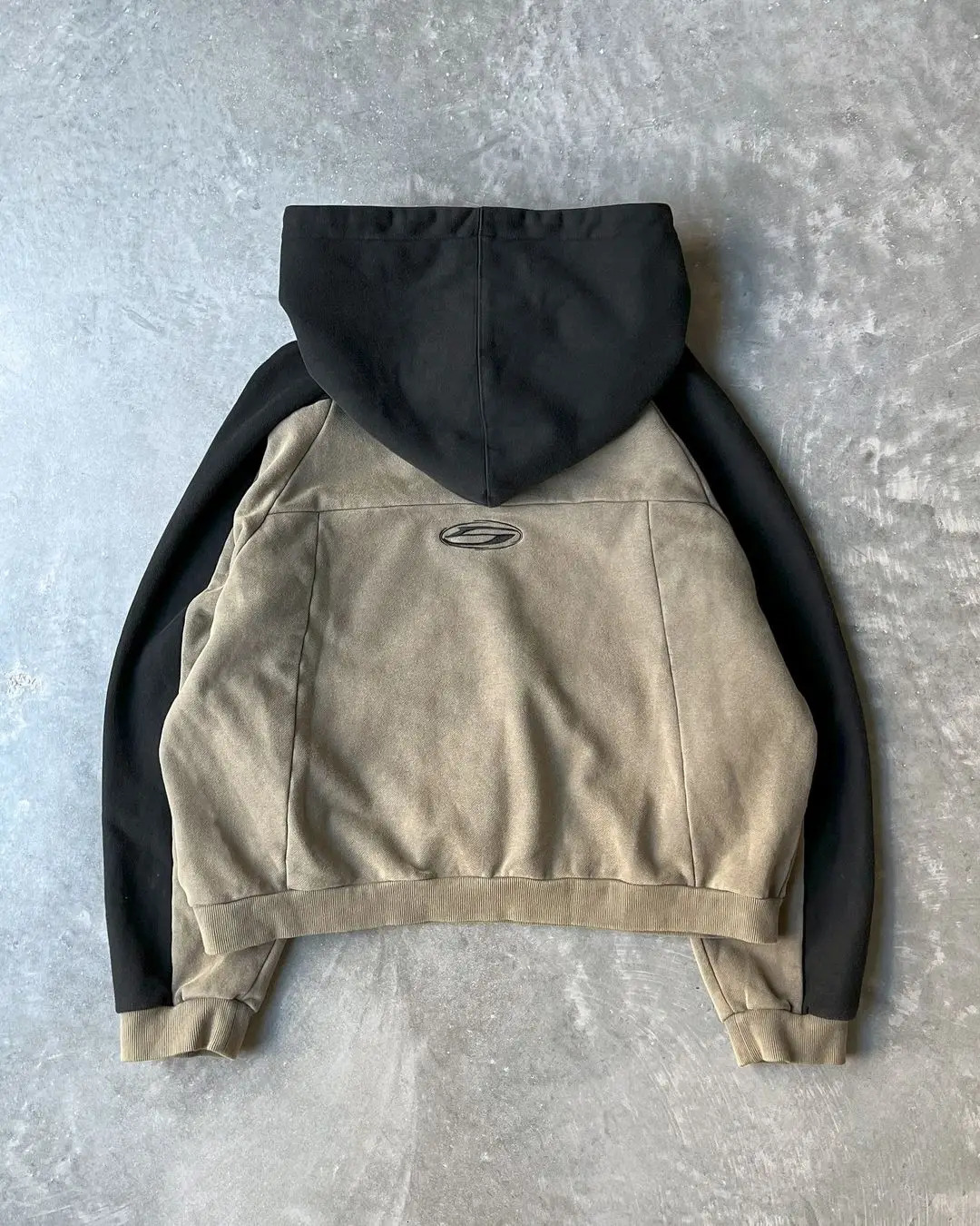 American Gothic Trend Stitching Khaki Black Letter Print Thickened Hoodie Mens Autumn Loose Casual Harajuku Style Jacket 241021