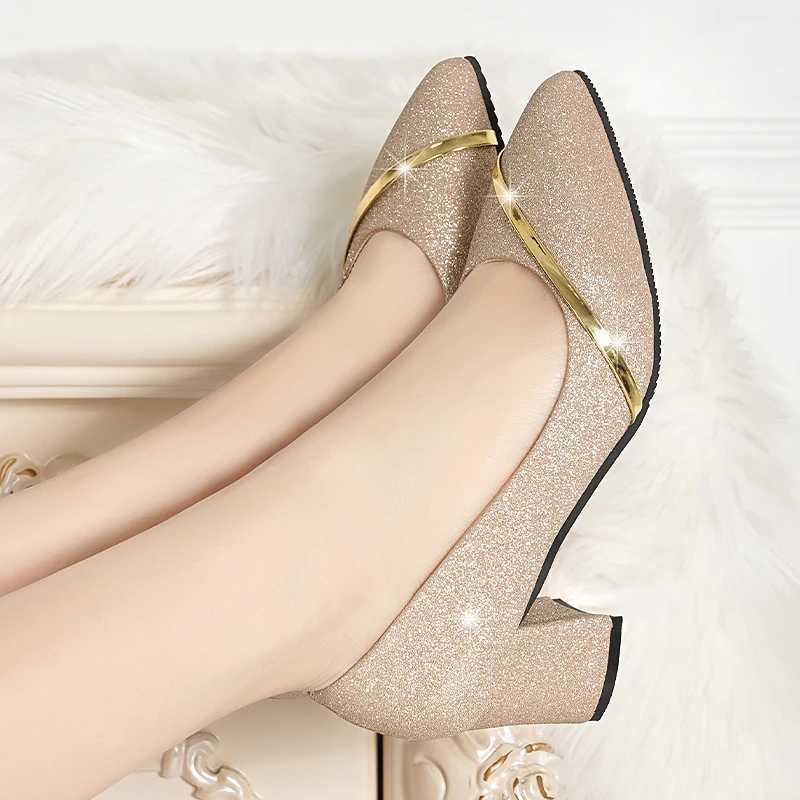 High Quality Fi High Heels Womens Spring and Autumn Matte Full Horse Thick Toe Shallow Mouth Professional Womens Shoes T241024