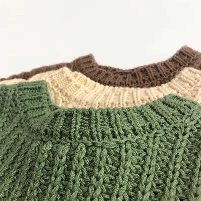 New Boys and Girls Knitted Zipper Childrens Winter Top Cotton Oversized Sweater Casual Short Cable Knitted Baby Kintwear Clothing W241025