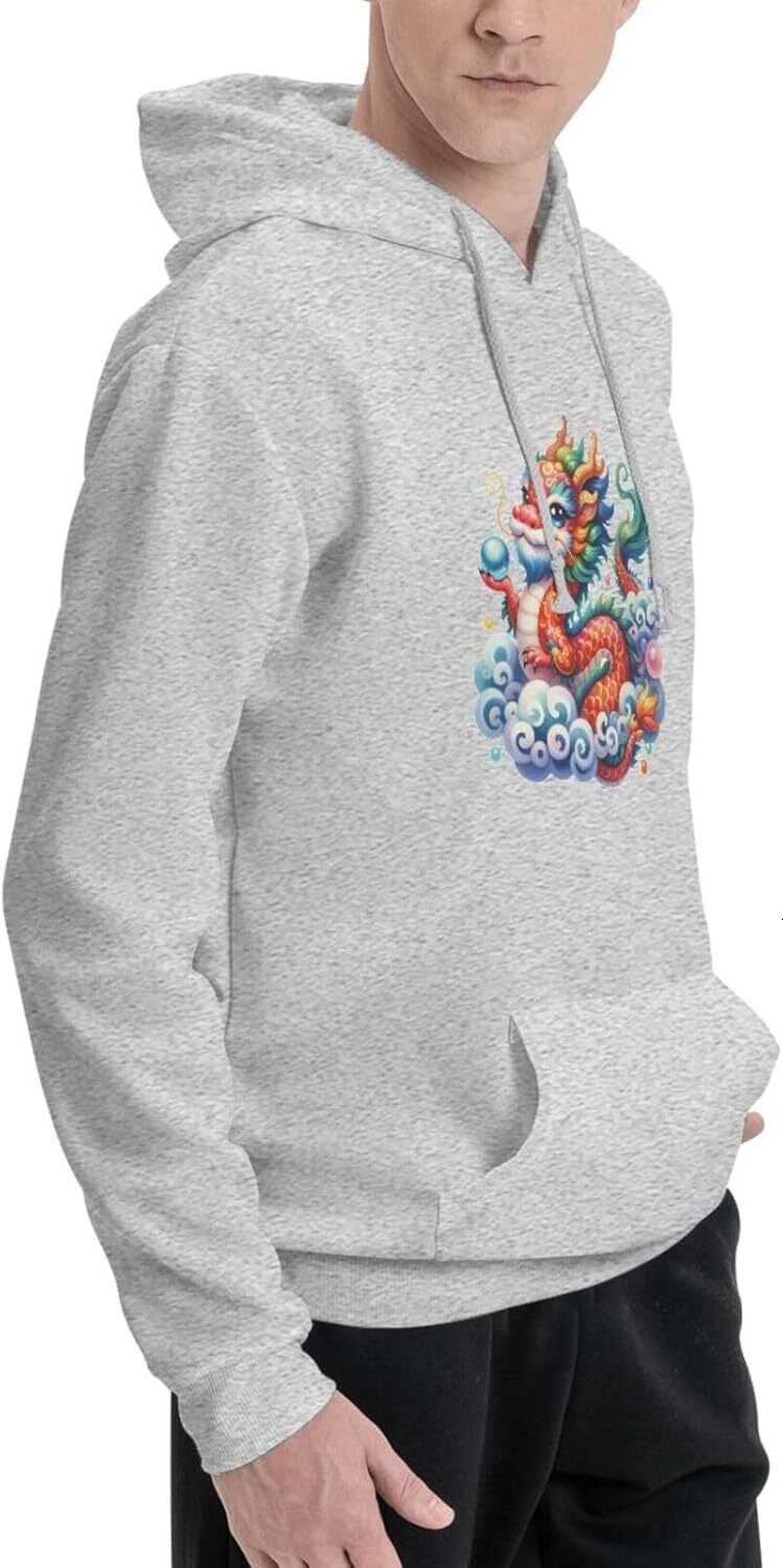 Hoodie for Mens Womens Funny Cartoon Chinese Dragon Print Hoodie for Women Men Animals Hoodies Sweatshirt Clothing Graphic Leisure warmth