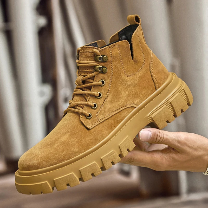 Winter autumn suede boots fashionable style hiking shoes high-end fur motorcycle boots mens outdoor ankle boots 241024