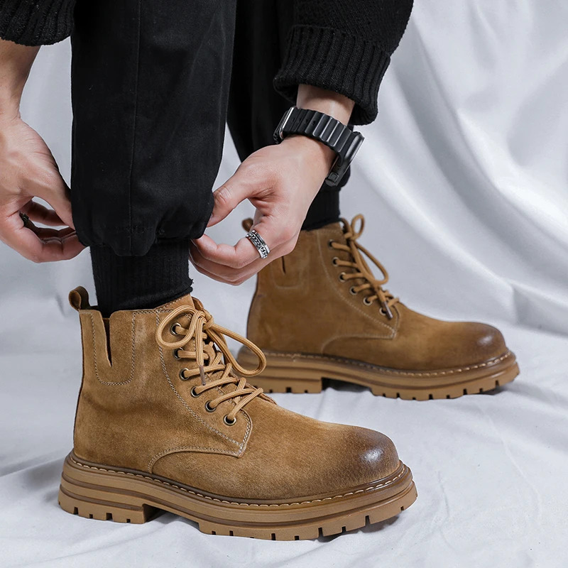 Classic retro handmade mens boots classic casual shoes fashionable ankle boots comfortable leather casual British style shoes 241024