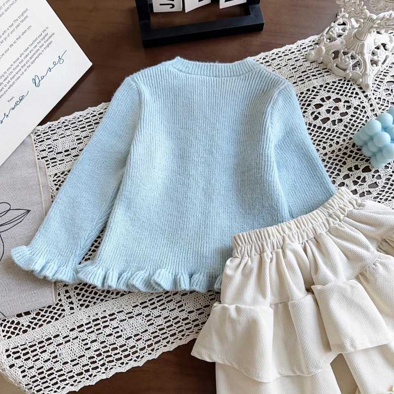 Girl Cute Baby Cute Knitted Top Spring and Autumn New Girl Bow Long Sleeve Sweater Kawaii Sweater W241025