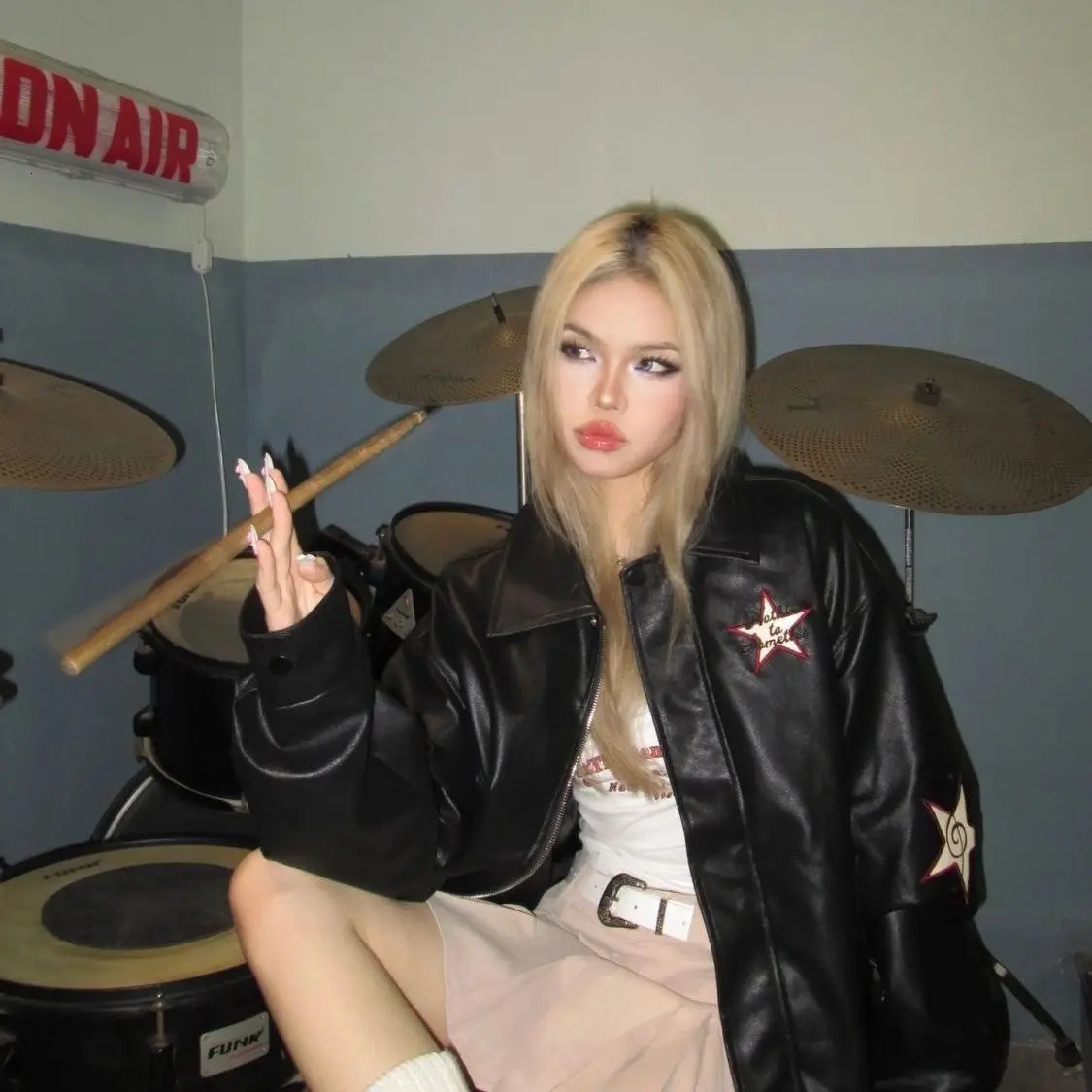 Vintage American letter embroidered motorcycle leather jacket autumn and winter clothes loose couples jacket 241024