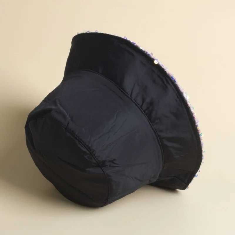 New Sequins Shining Women Man Stage Performance Fisherman Cap Hip Hop Street Dance Fashion Personality Party Bucket HatX241025