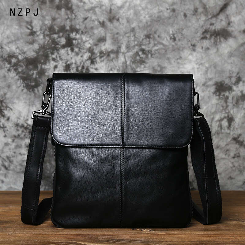 Casual Leather Men's Shoulder Versatile Top Layer Cowhide Crossbody Bag Trendy Ladies Small Backpack For 10-Inch Ipad