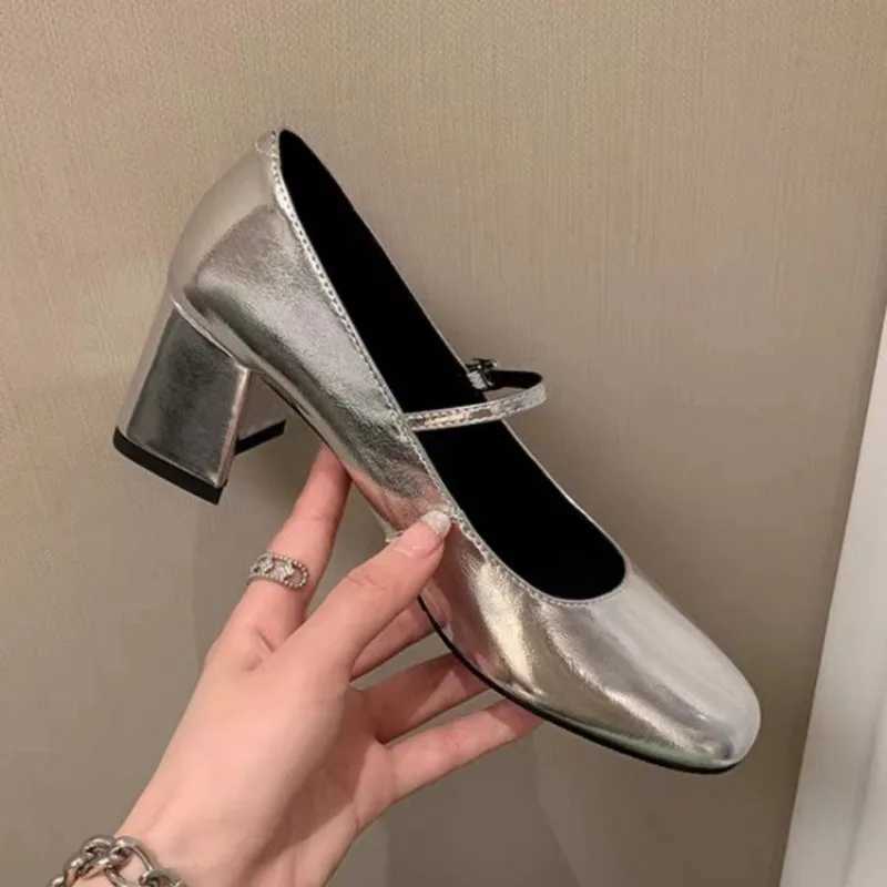 High Quality Sier sexy womens thick high heels Fi summer outdoor table tennis high heels round toe Mary Jane shoes high heels T241024