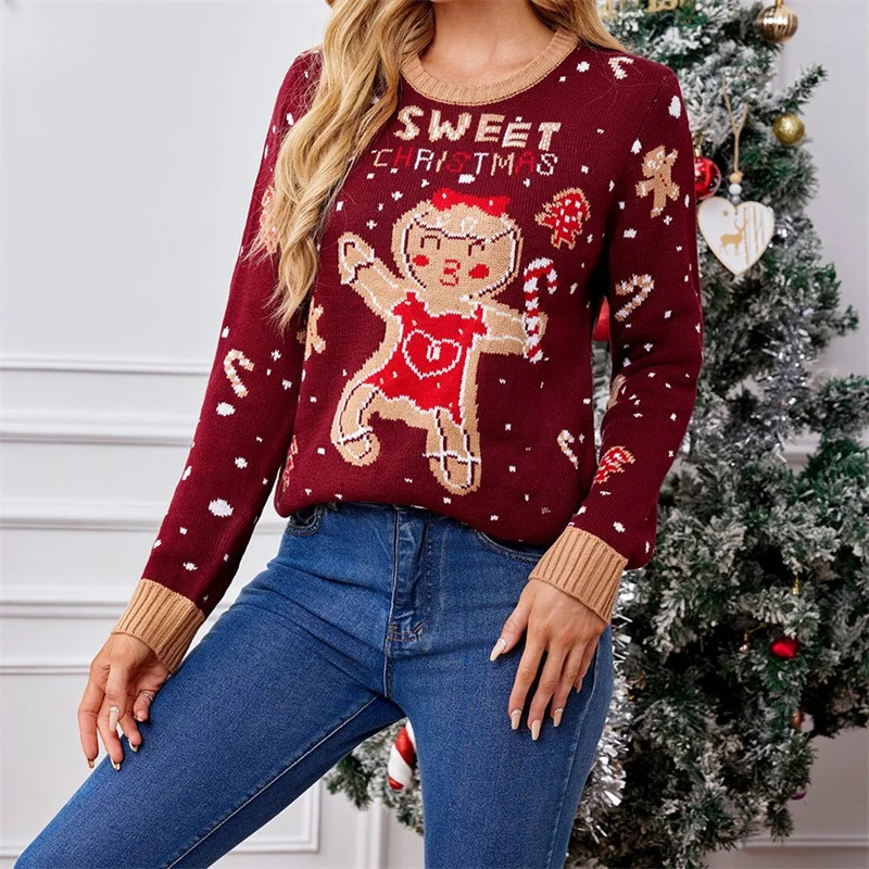 Doury Women Sweaters Loose Casual Christmas Print Winter Warm Long Sleeve Pullovers Basic Knitwear Autumn Streetwear Jumpers 241021