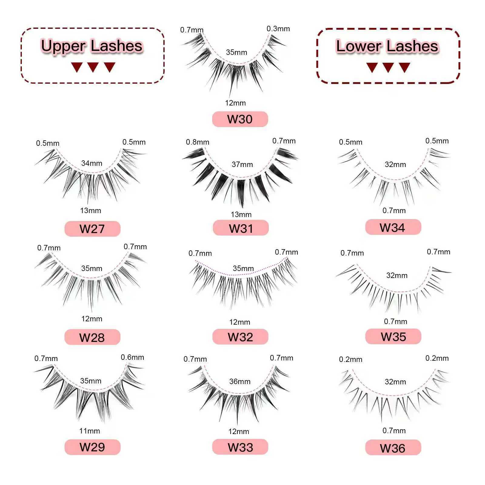 New 5 pairs of A/M shaped natural manga eyelashes soft eyelashes thick fake eyelashes manga daily dates makeup eyelashes WispyW241024