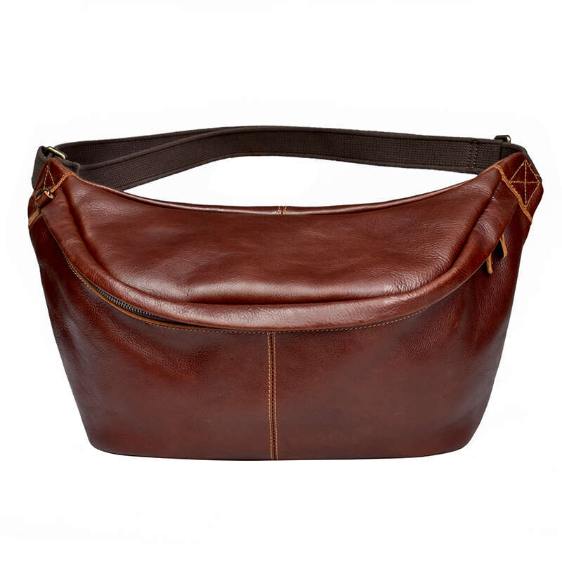 Soft Leahter Oversized Men's Chest Retro Sports Bag Vintage Leather Large Capacity Men Shoulder Crossbody Bags Male 2024