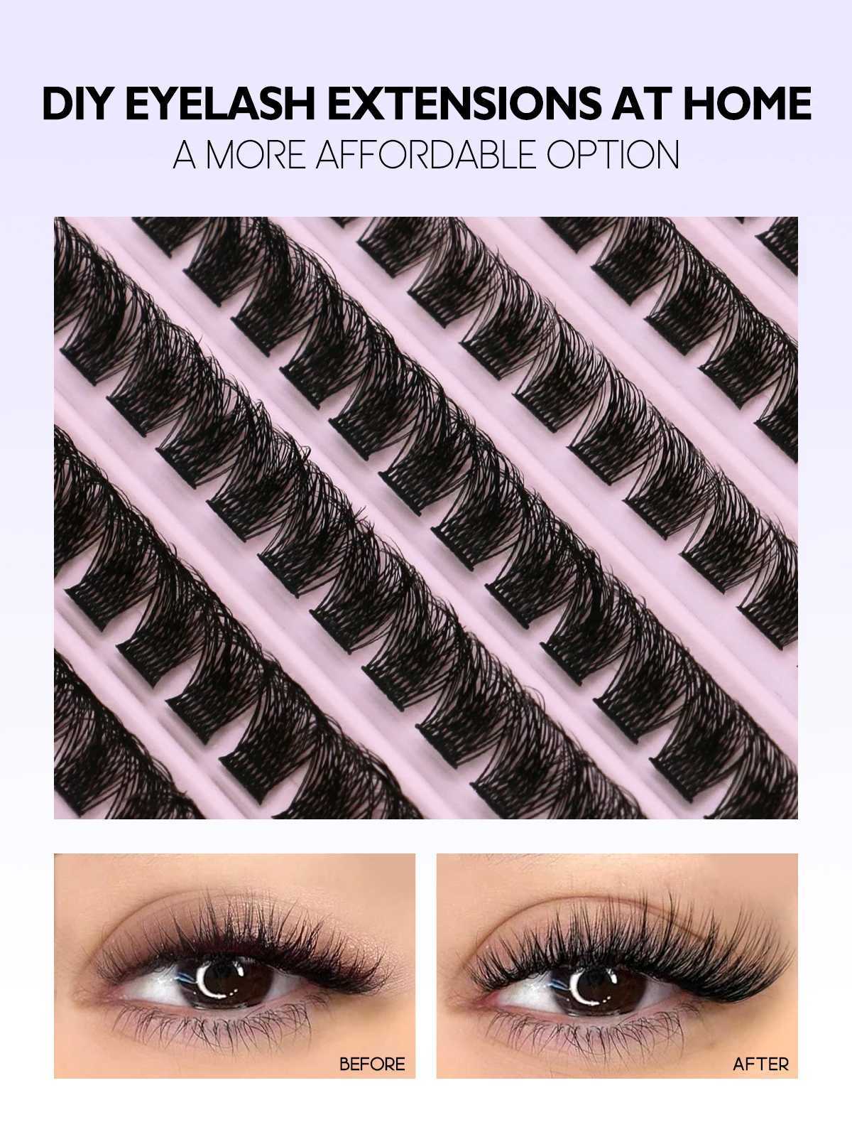 Groinneya Lash Clusters Kit DIY Lash Extensions Personal Lash Clusters with Appliance Lash Bond Seal Eyelash ExtensionW241024