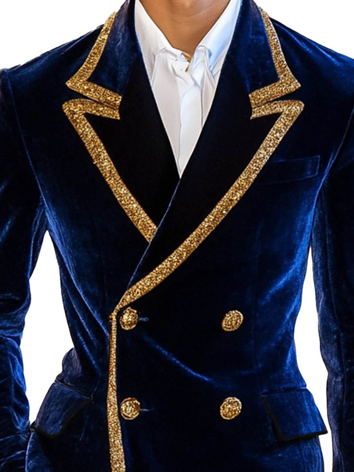 Velvet Men Wedding Tuxedos Gold Sequined Lapel Tailored Jacket Birthday Party Prom Groom Wear One Piece