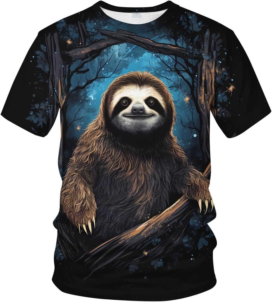 Mens T shirt Unisex Sloth Pattern 3D Printed Shirt Tops Casual Animal Short Sleeve T-Shirt for Men Women Tees tee Casual tops summer clothes cool