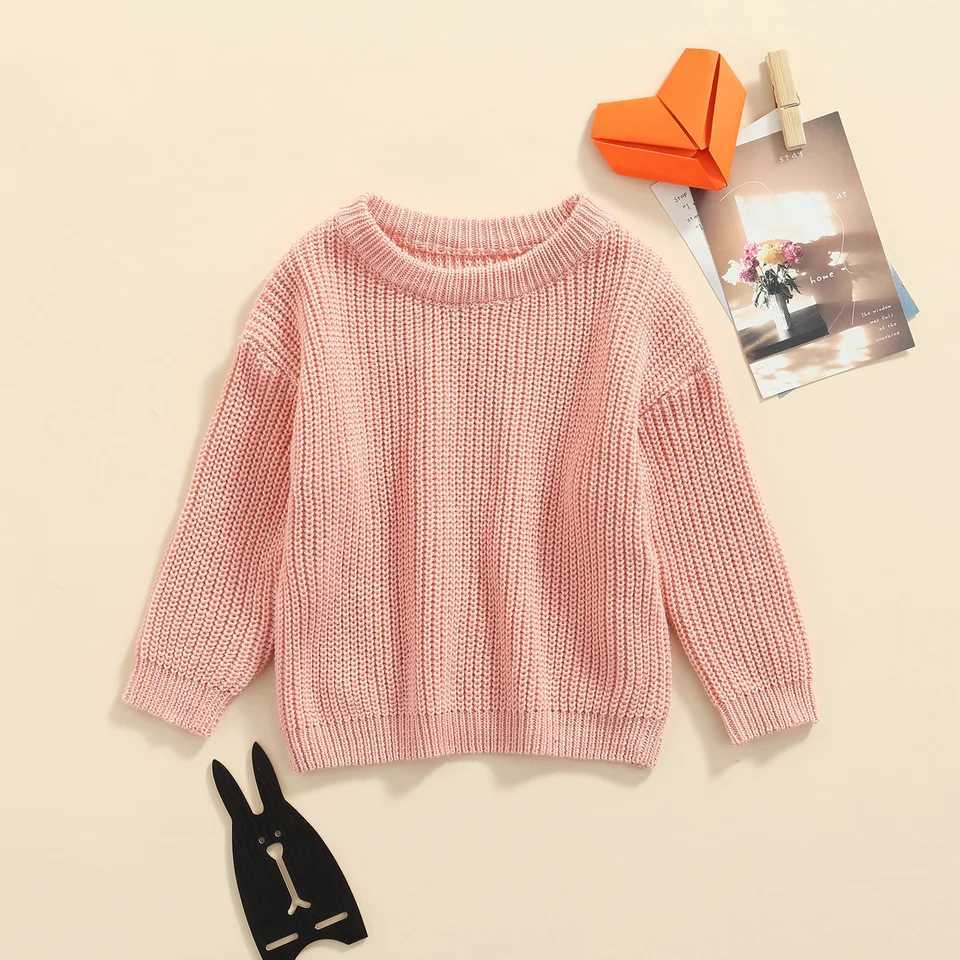 Baby boy girl knitted long sleeved autumn and winter sweater solid loose top childrens clothing 3M-5Y zipper top W241025