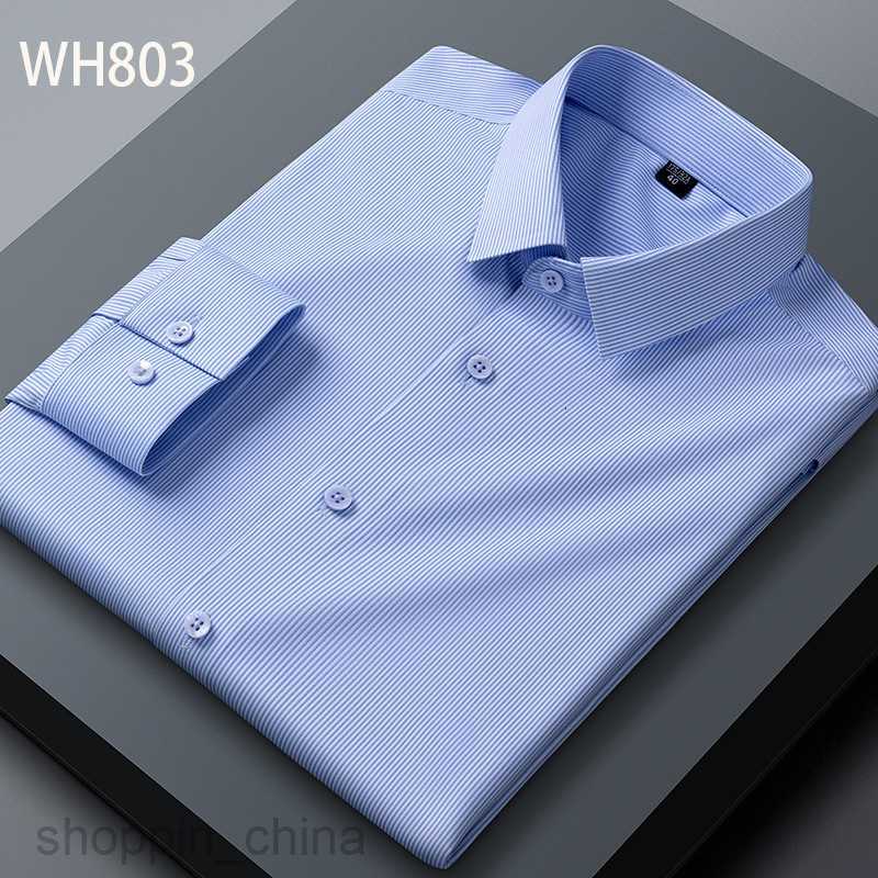 Men's Casual Shirts Bamboo Fiber Micro Elastic Shirt, Anti Wrinkle Long Sleeve Shirt for Middle and No Trace, No Ironing, Casual Men's Shirt
