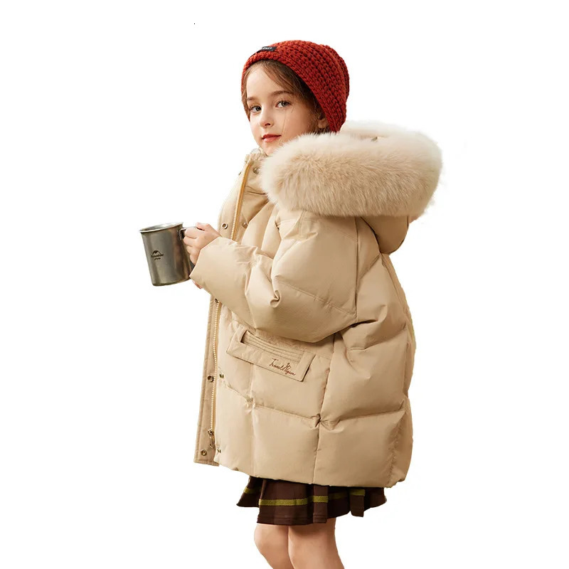 OLEKID Winter Girls Down Jacket 90% White Duck Down Jacket Thick Teen Girls Coat 5-14 Year Old Children Parka 241024