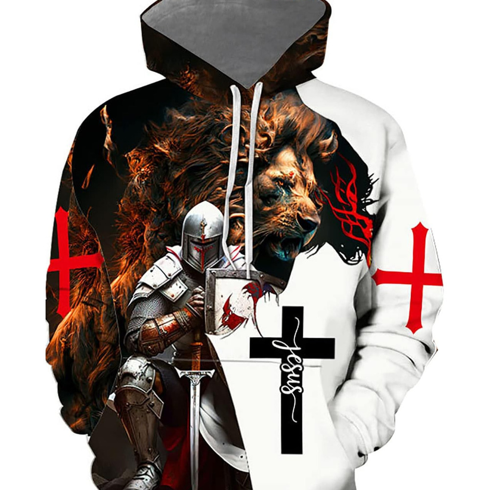 Hoodie for Mens Womens Knight Templar 3D Hoodies Pullover,Knight Templar Pattern Zip Hoodie,Knight Templar Lover all Gift Hoodie Graphic all-match Lon