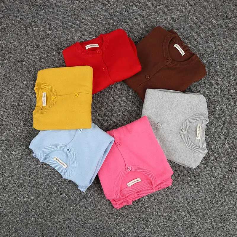 Autumn childrens sweater jacket baby warm knitted childrens cardigan wool sweater childrens boys and girls long sleeved pure cotton sweater jacket W24
