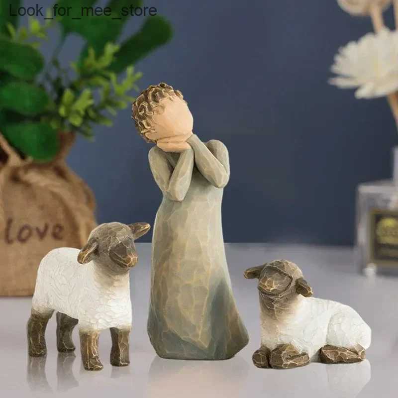 Christmas Decorations 2024 Nativity Statue Resin Holy Family Willow Tree Set Celebrating Easter Religion Handmade Decoration Customized Gift L240910