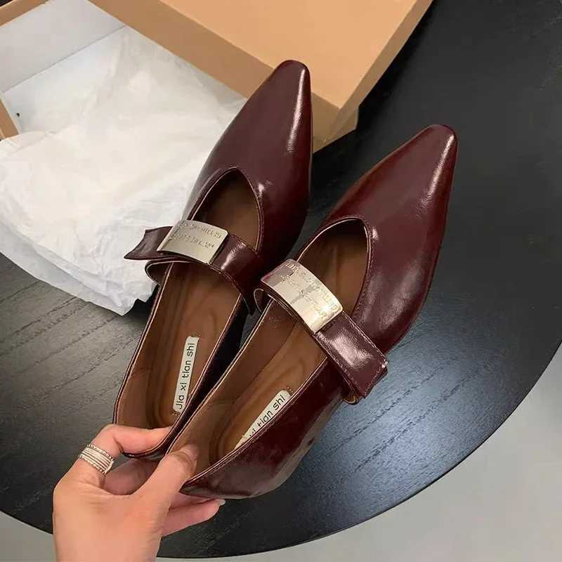 High Quality Mary Janes shoes womens luxury high heels Fi new Pointed Toe wedge leather shoes elegant party pump Zapatos MUJI T241024