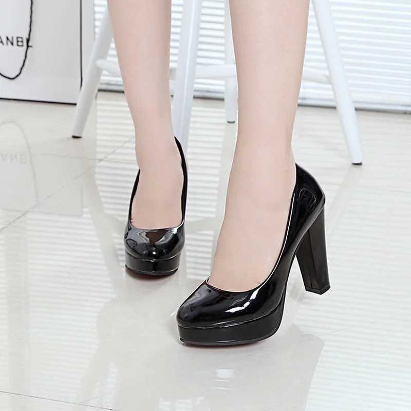 High Quality High heels pumps womens shoes white wedding shoes 10cm thick high heels Fi party pumps shoes black red round Zapatos De Mujer T241024